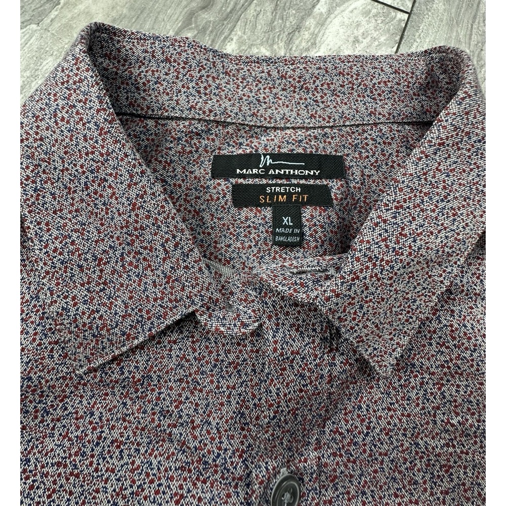 Marc Anthony Men Long Sleeve Gray Plaid Button Down Slim Fit Shirt- XL